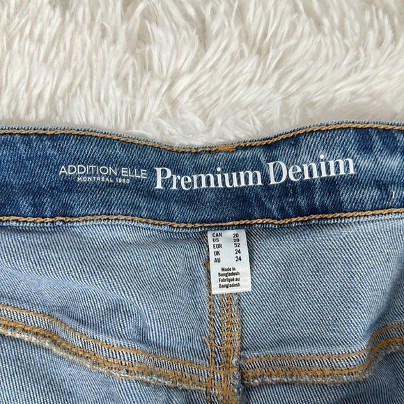 Addition Elle Blue Denim Frayed Bottom Jean Shorts - Picture 7 of 10